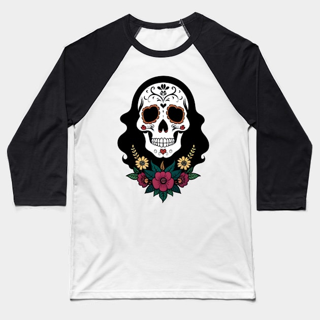 Day of the Dead Skull 01 Baseball T-Shirt by CGI Studios